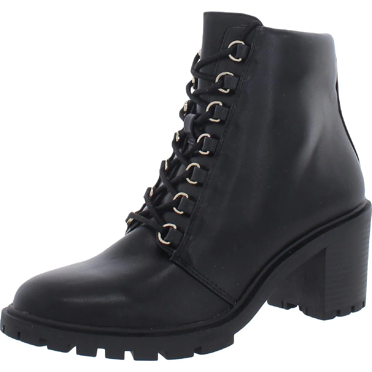 Buffey Womens Faux Leather Ankle Combat & Lace-up Boots Neutral Colors