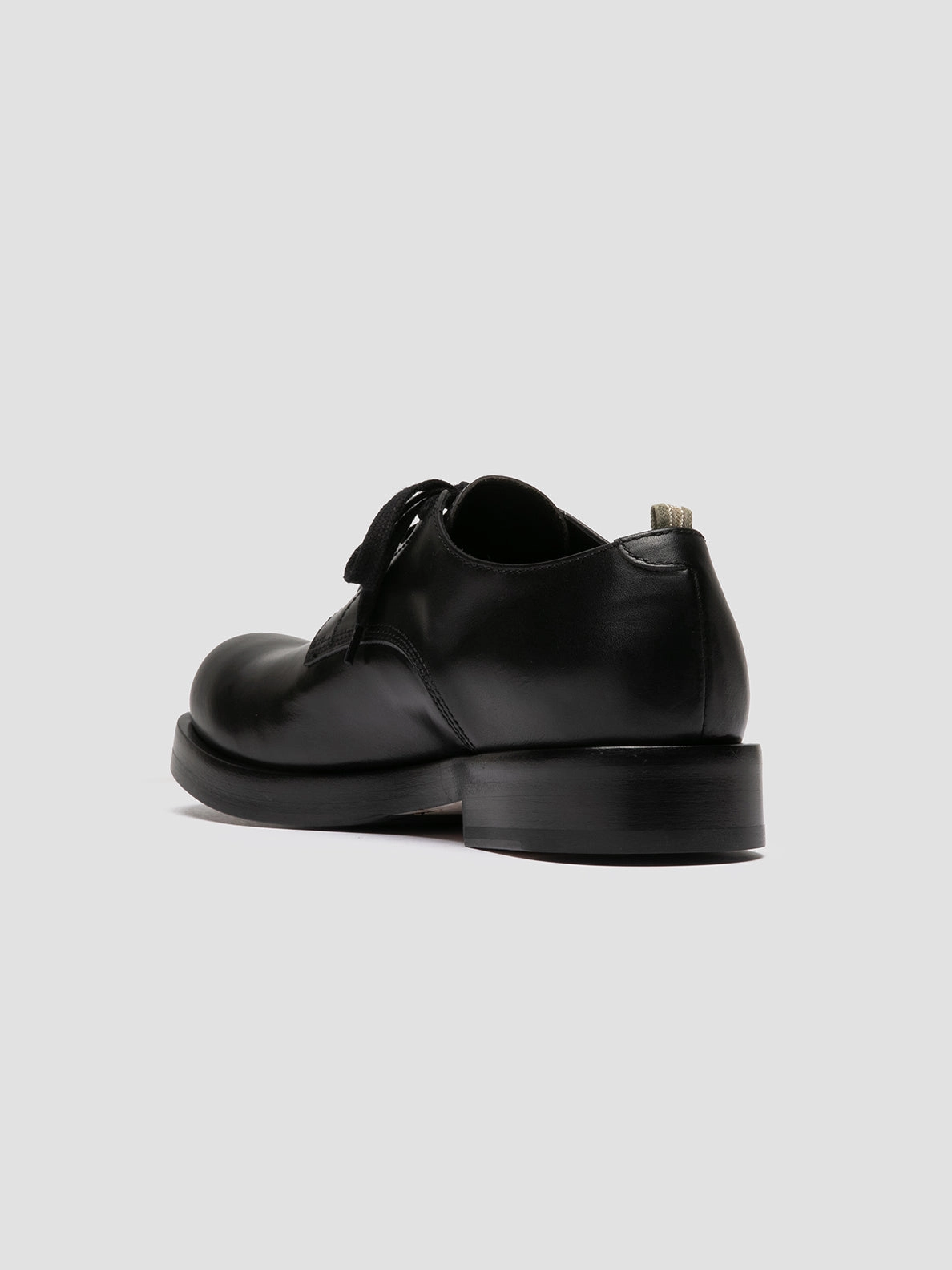 BULLA 001 - Black Leather Derby Shoes Edge Look