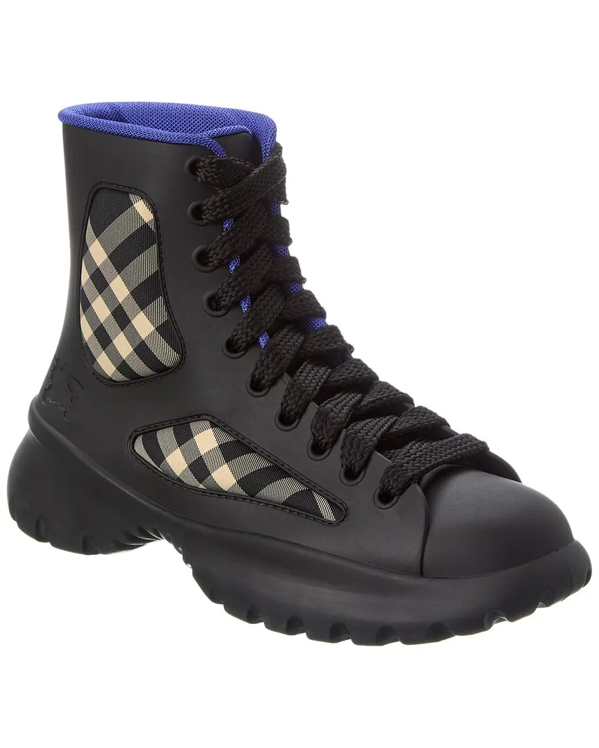 Burberry Boulder Lace-Up Rubber & Canvas Boot Cold Weather Gear Insulated Morning Walk