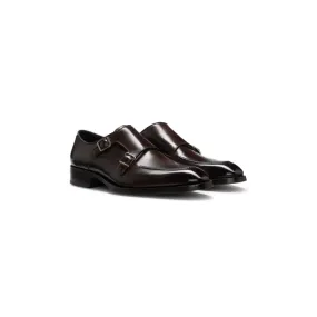 Burnished-leather shoes with double monk strap Tailored Vibe True Edge
