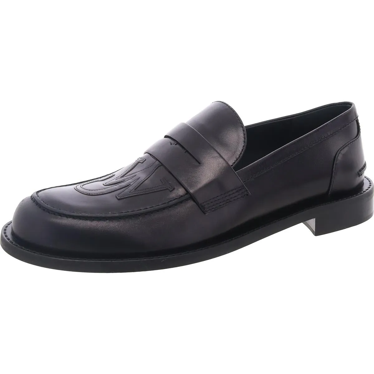 Calf Antick Mens Logo Leather Loafers Base Support