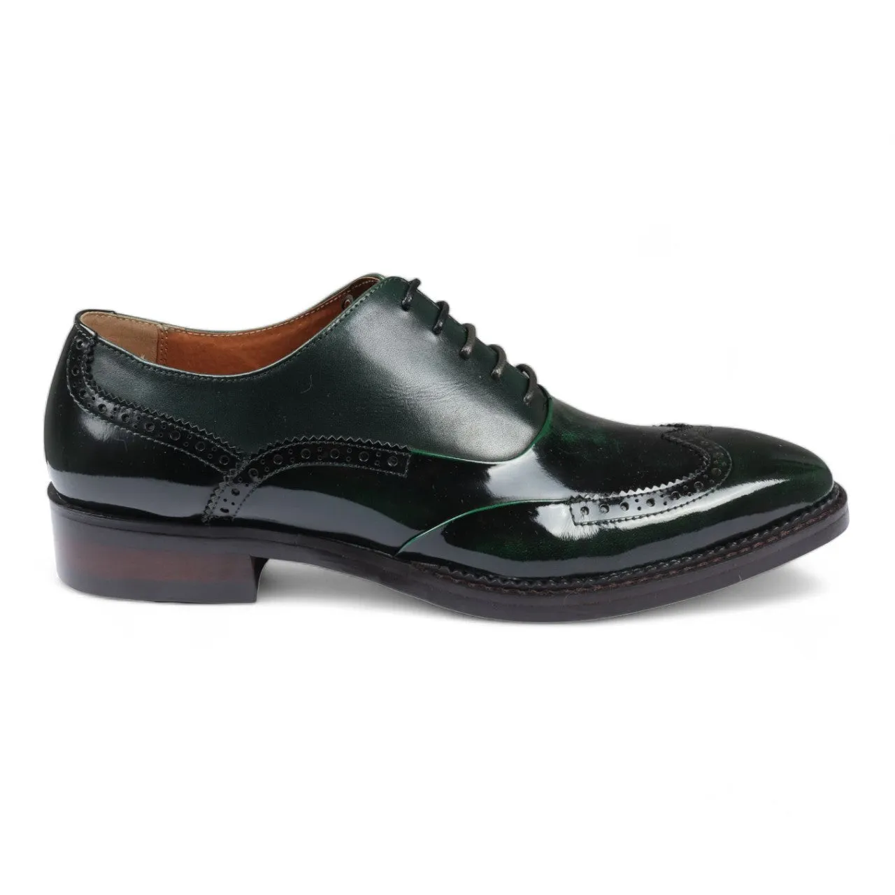 Justin Reess Men's Patent Leather Brogue Formal Shoes - Harry Easy To Clean