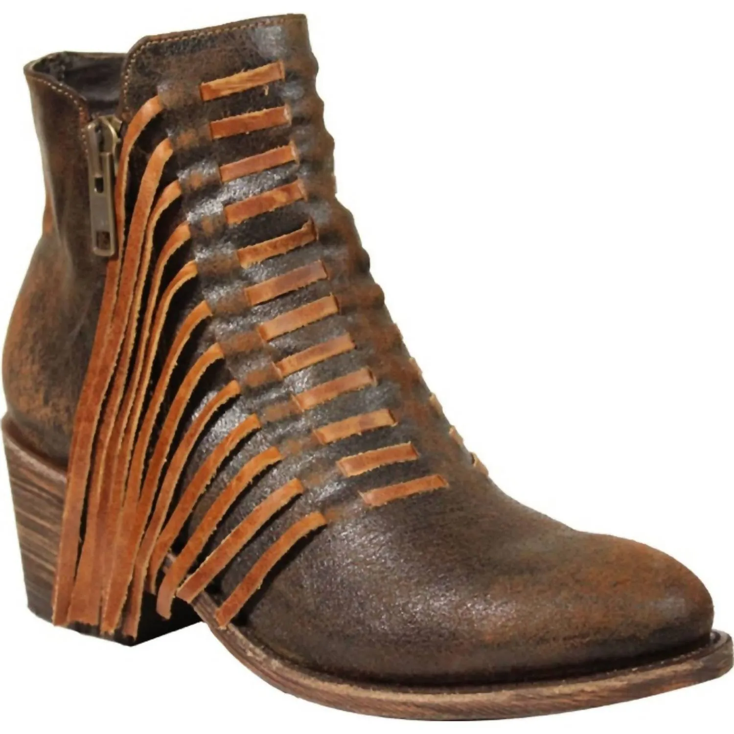 Women's Fringe J Toe Ankle Boot In Brown Walk Friendly Comfort Lining Rainy Days