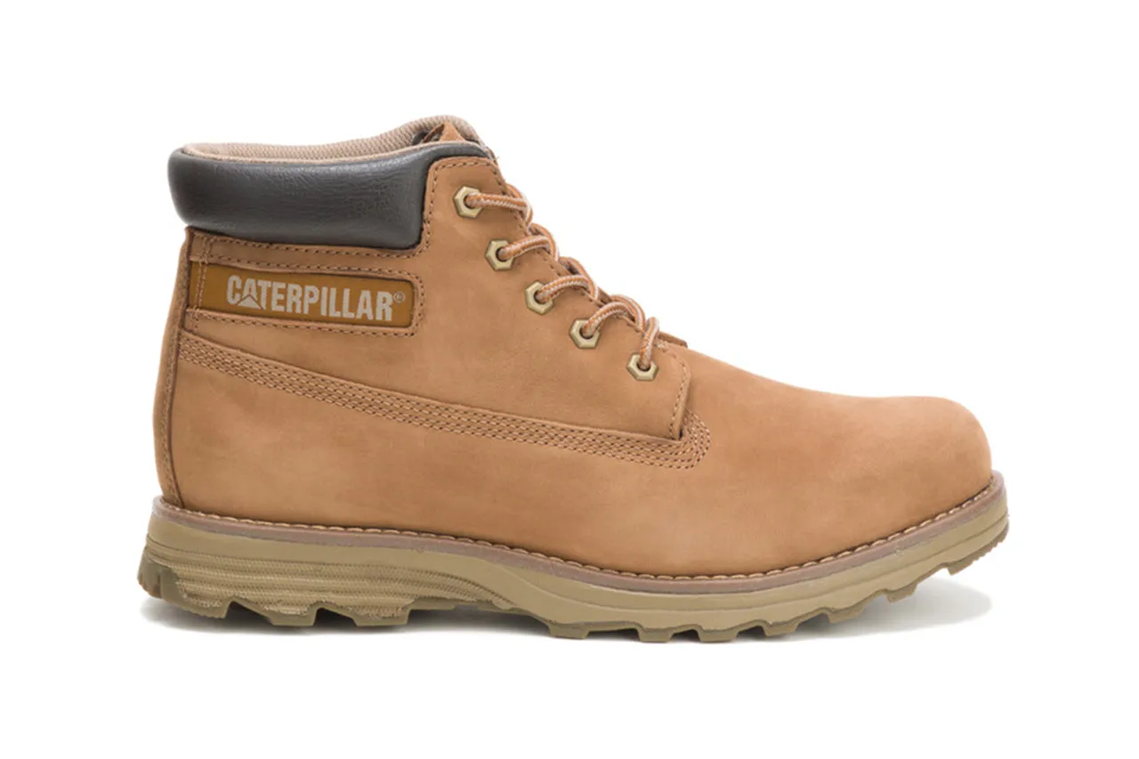 light texture Caterpillar Men's Founder Brown Leather Everyday Ankle Boots