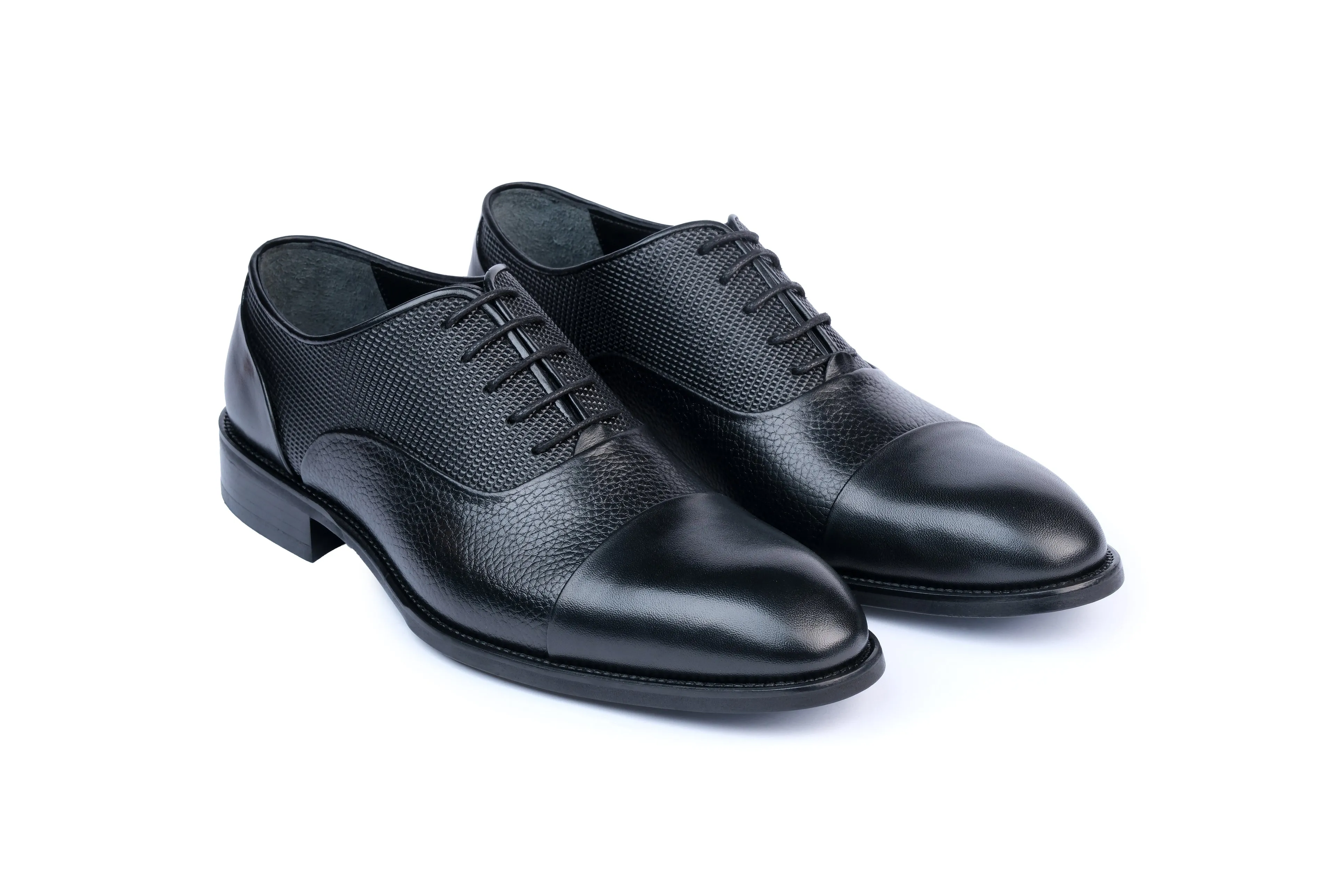 Split Leather Punctual Look Neda Oxford Cap Toe Dress Shoes