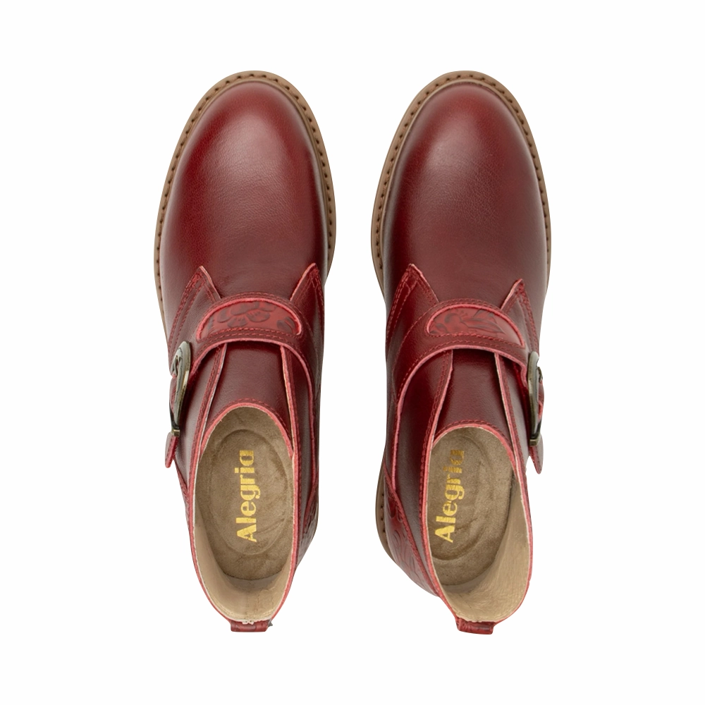 Everyday Presence Alegria Women's Mikki Loretta Leather Heeled Boot in Red