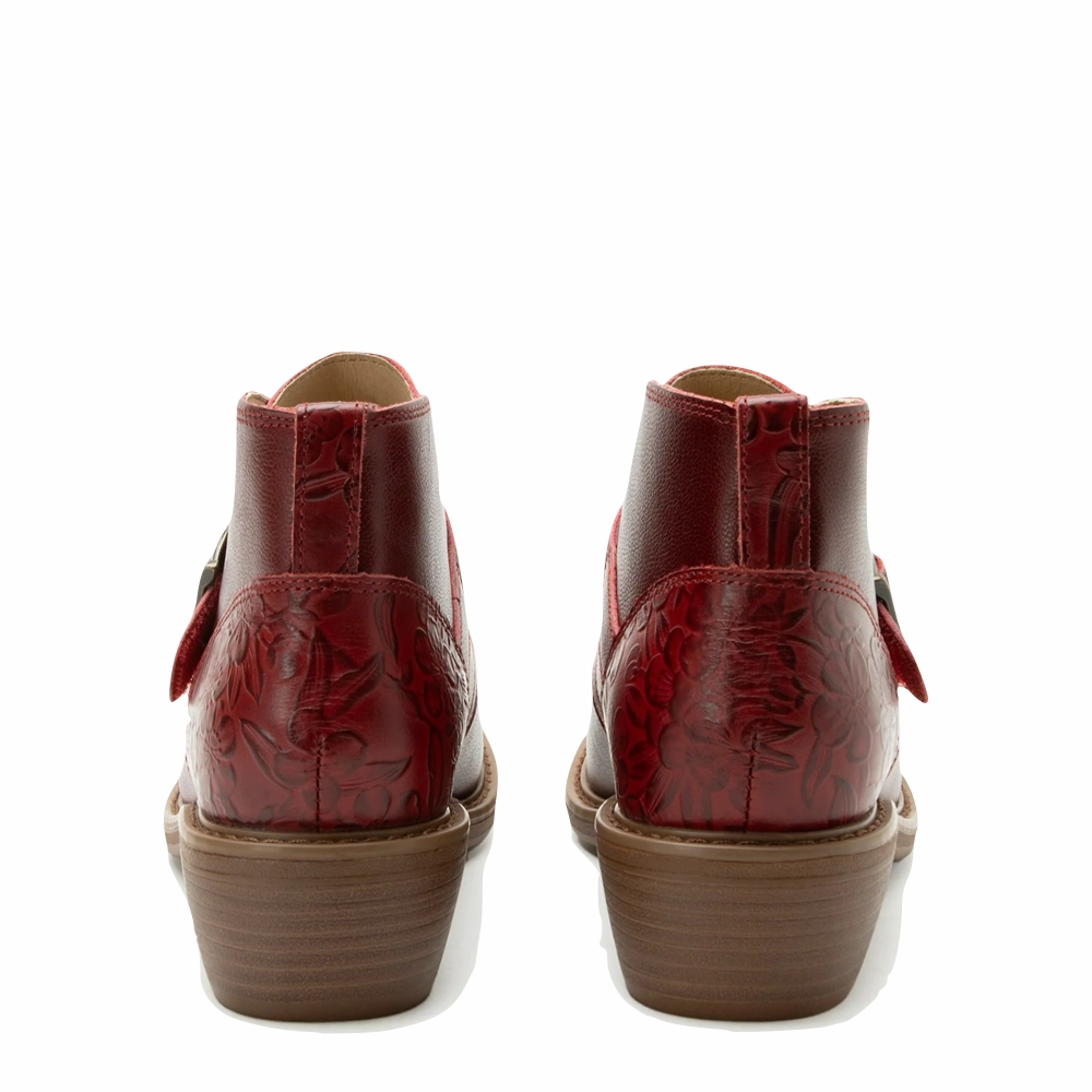 Alegria Women's Mikki Loretta Leather Heeled Boot in Red Daily Activity