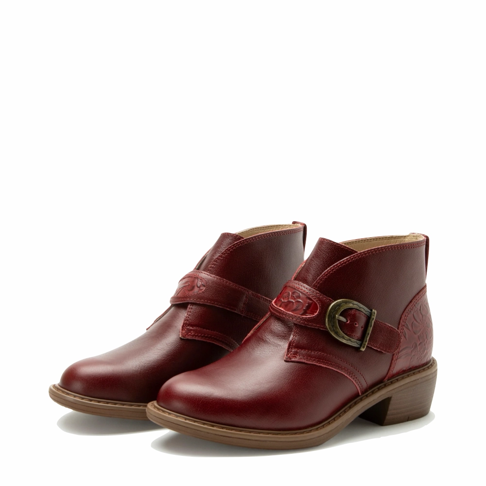 Cultural Events Handcrafted Stitching Alegria Women's Mikki Loretta Leather Heeled Boot in Red