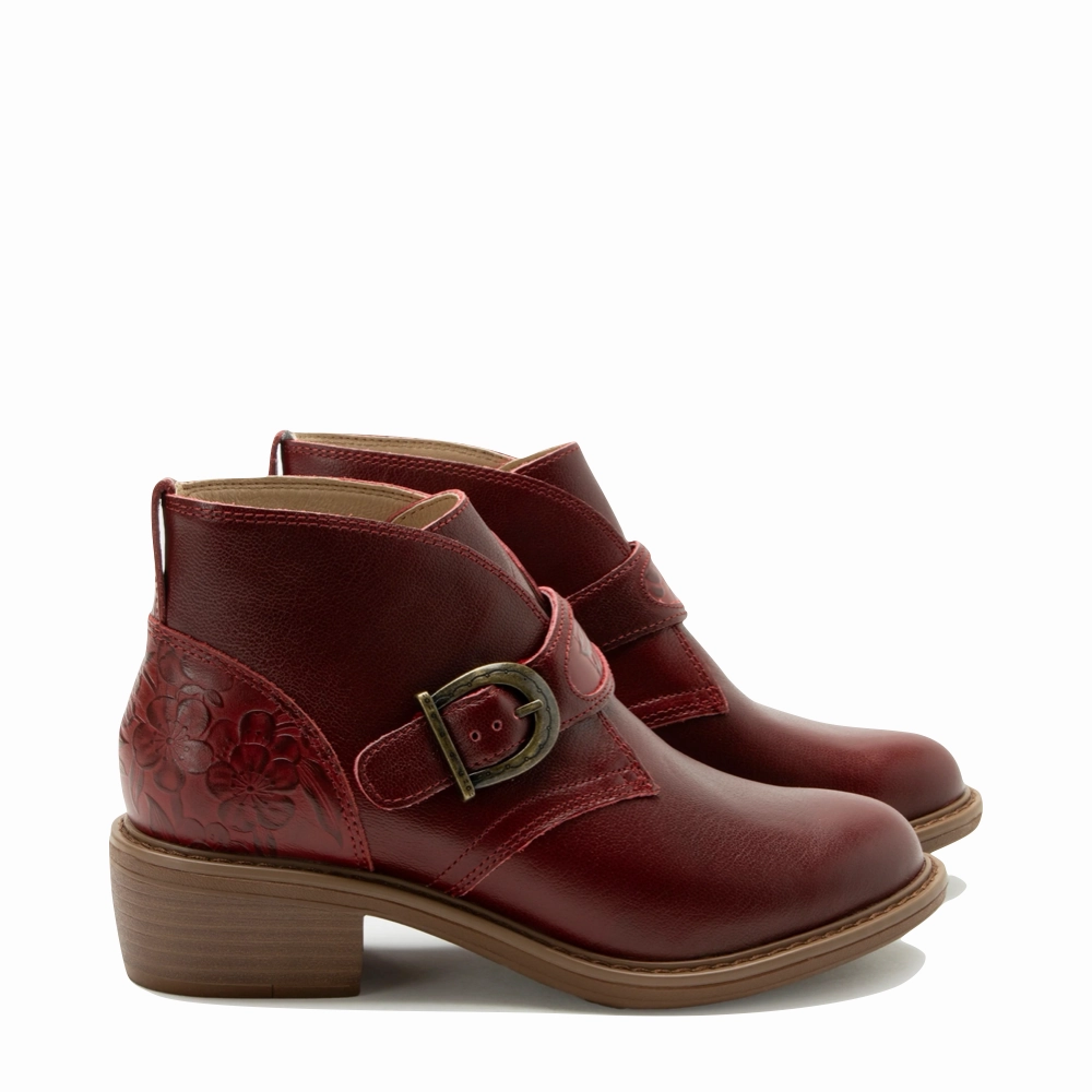 Confident Step Alegria Women's Mikki Loretta Leather Heeled Boot in Red