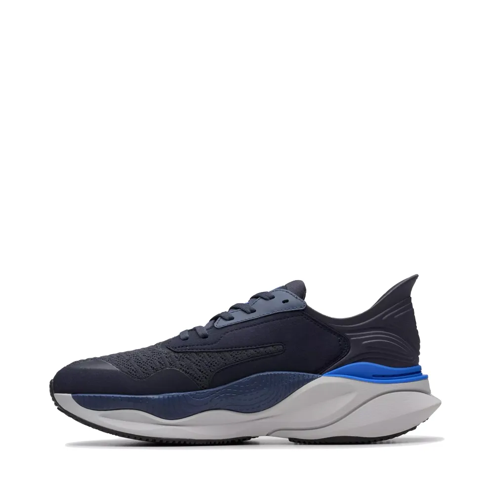Clarks Men's Pace Sneaker in Navy Reinforced Stitch Bonding