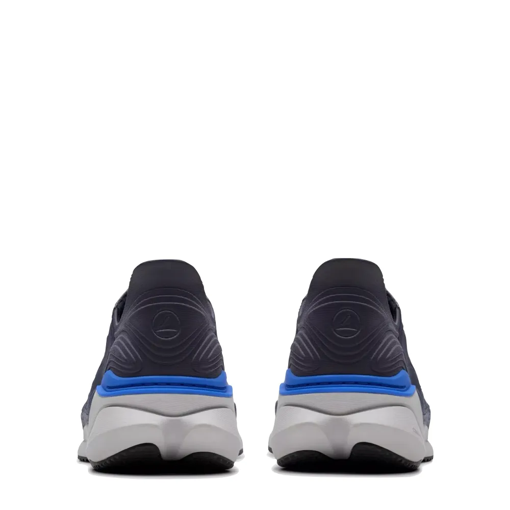 Clarks Men's Pace Sneaker in Navy Vegan Leather Alternatives Torsional Stability Feature