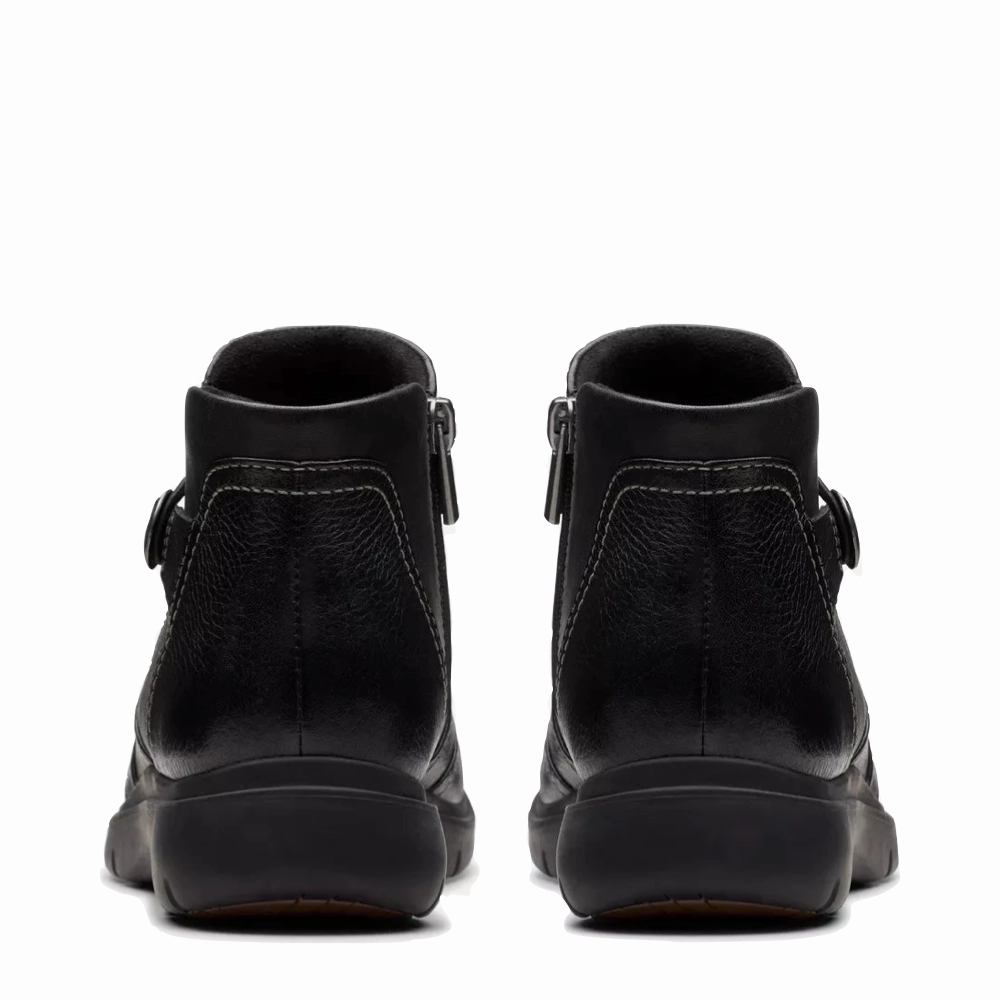 Clarks Women's Certina Joy Leather Side Zip Ankle Boot in Black Full Grain Fast Paced