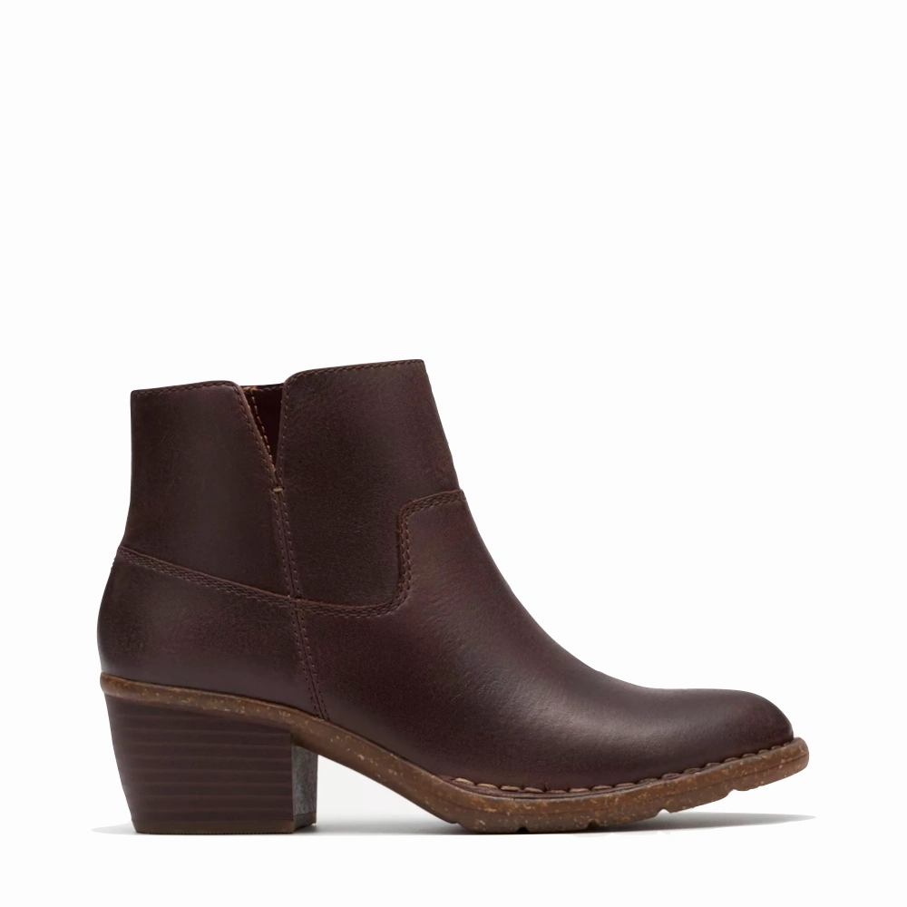 High Quality Leather Luxe Shade Clarks Women's Kastela Top Ankle Boots in Brown