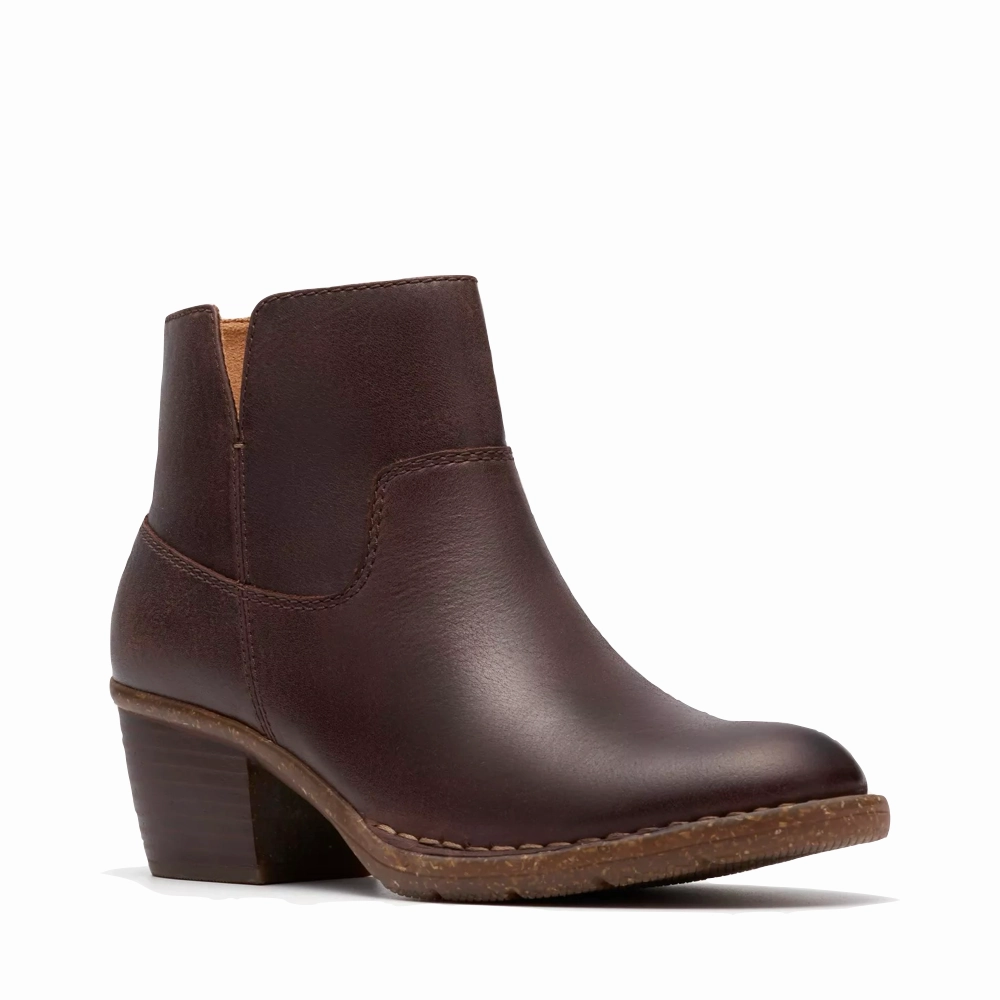 Clarks Women's Kastela Top Ankle Boots in Brown Glossy Edge