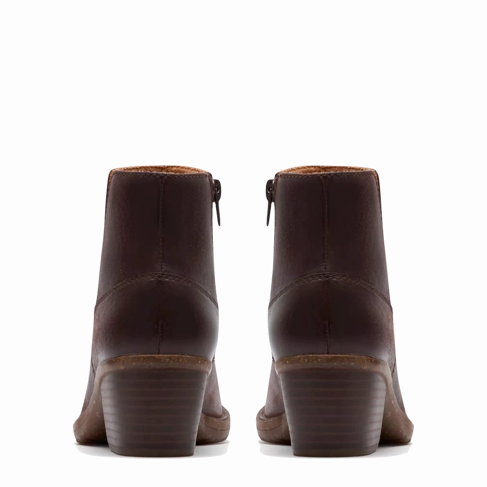 Clarks Women's Kastela Top Ankle Boots in Brown Shine Lock Anti Slip