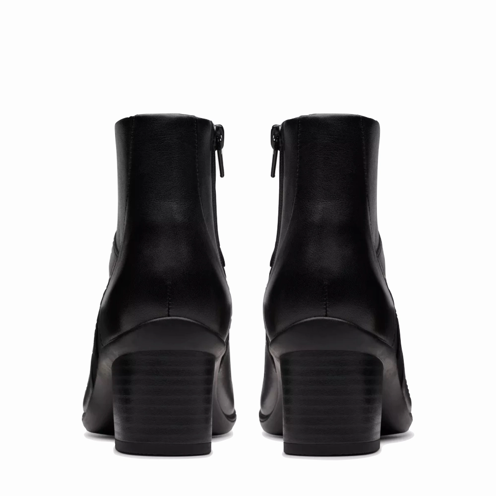 Work Trip Clarks Women's Shaya Sky Heeled Ankle Boot in Black