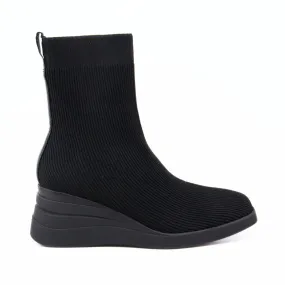 Leather Lining Sophie Nero Knit Boots In Black