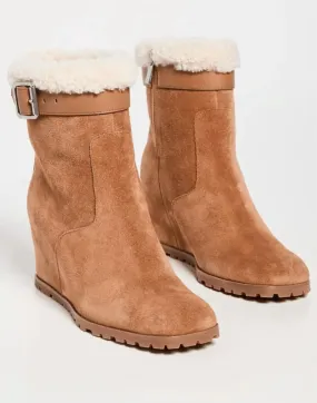 Women's Avery Shearling Wedge Ankle Boot In Toffee Insulated Mountain Climber