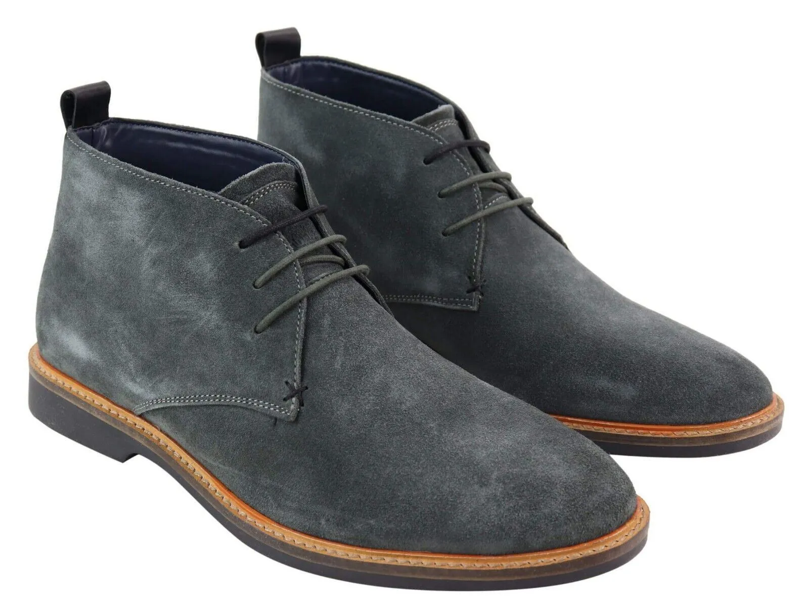 Mens Grey Suede Lace Up Chukka Boots Metro Walk