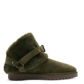 Smart Style work use Burberry Buckled Shearling Chubby Ankle Boots