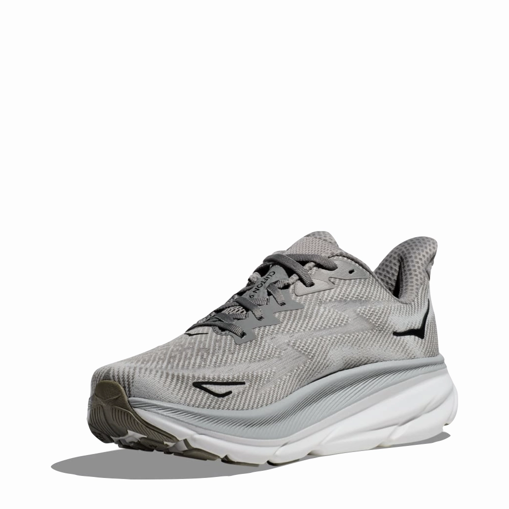 Hoka Men's Clifton 9 Sneaker in Harbor Mist/Black Breathable Comfort Shock-absorbent look