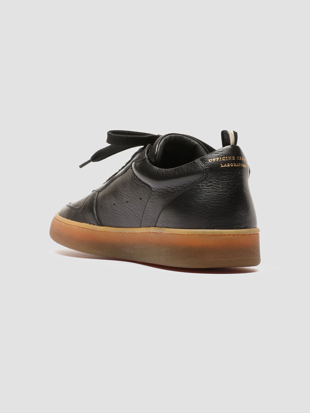 ASSET 001 - Black Leather Low Top Sneakers Recycled Fiber Upper