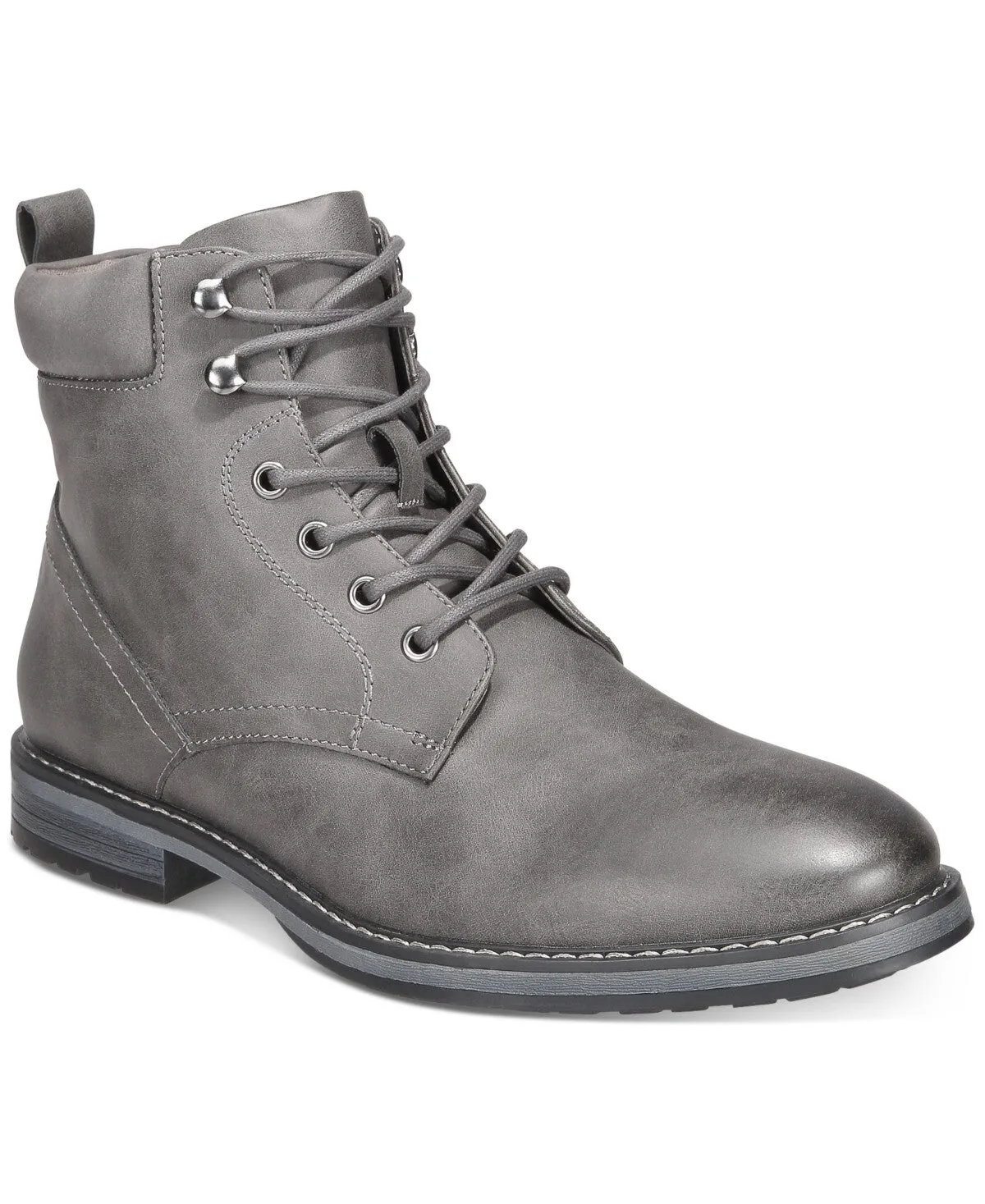 Abrasion   Resistant Club Room Westin Boots Men's  Gray Faux Leather Round Toe Ankle ZPO3793