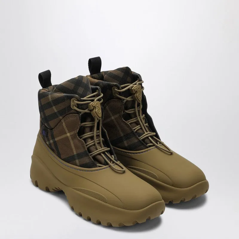 Burberry Men's Scoot Trek Ankle Boot With Check Pattern Hard wearing Rugged Built Morning Walk