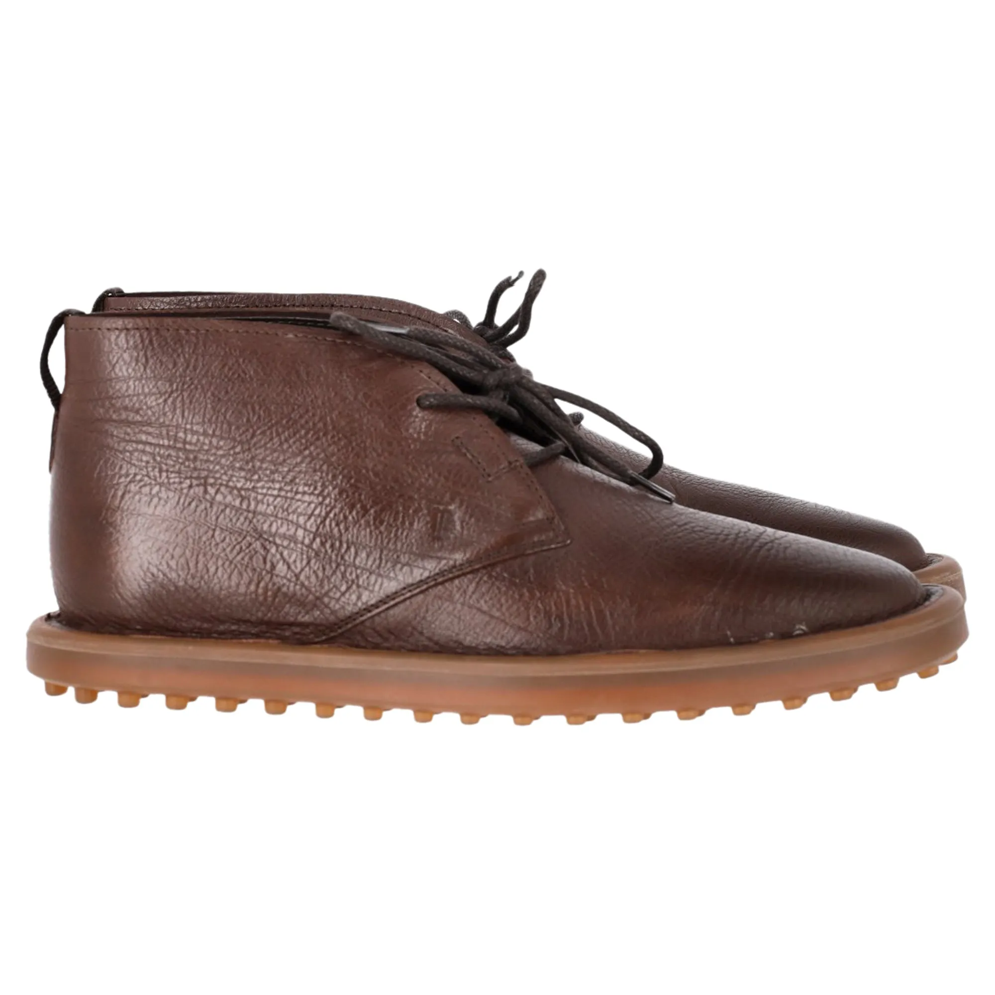 Tod's Lace-Up Desert Boots in Brown Leather Functional Style Minimal Design