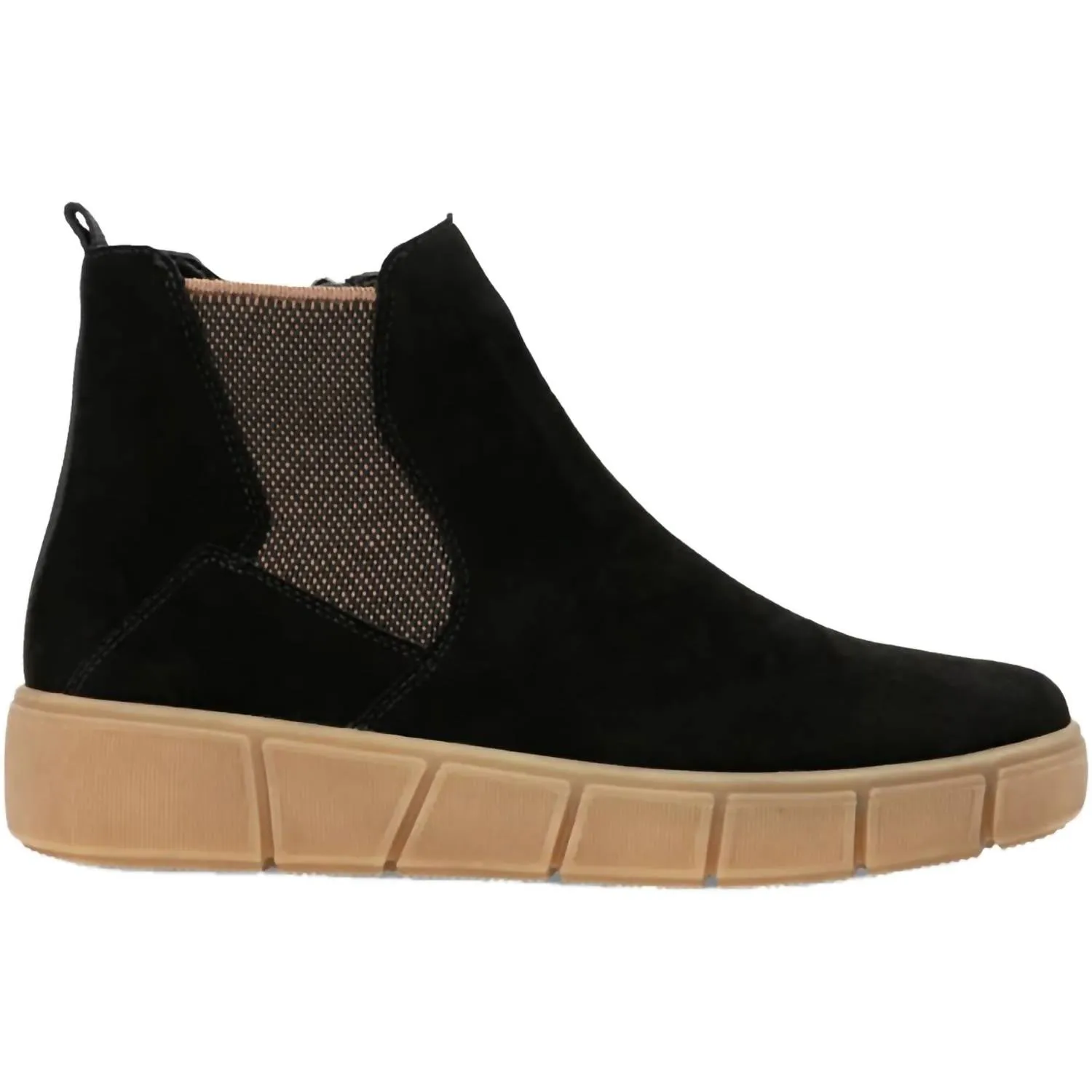 Women's Leather Boots In Schwarz/schwarz/braun Flex Groove Design Wedding Reception