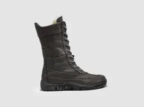 Women??S Original Tall Thick Zip-Up Leather Boots In Dark Grey Slip Resistant Urban Traveler