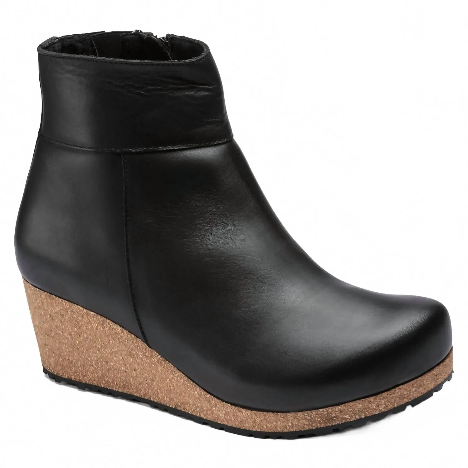 Protective Design Minimal Aesthetic Women Ebba Leather Wedge Ankle Boots In Black