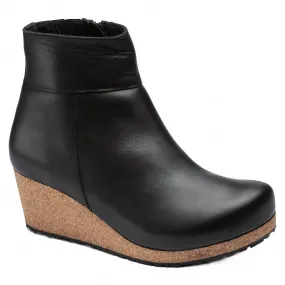 Women Ebba Leather Wedge Ankle Boots In Black Modern Design All-Season Protection
