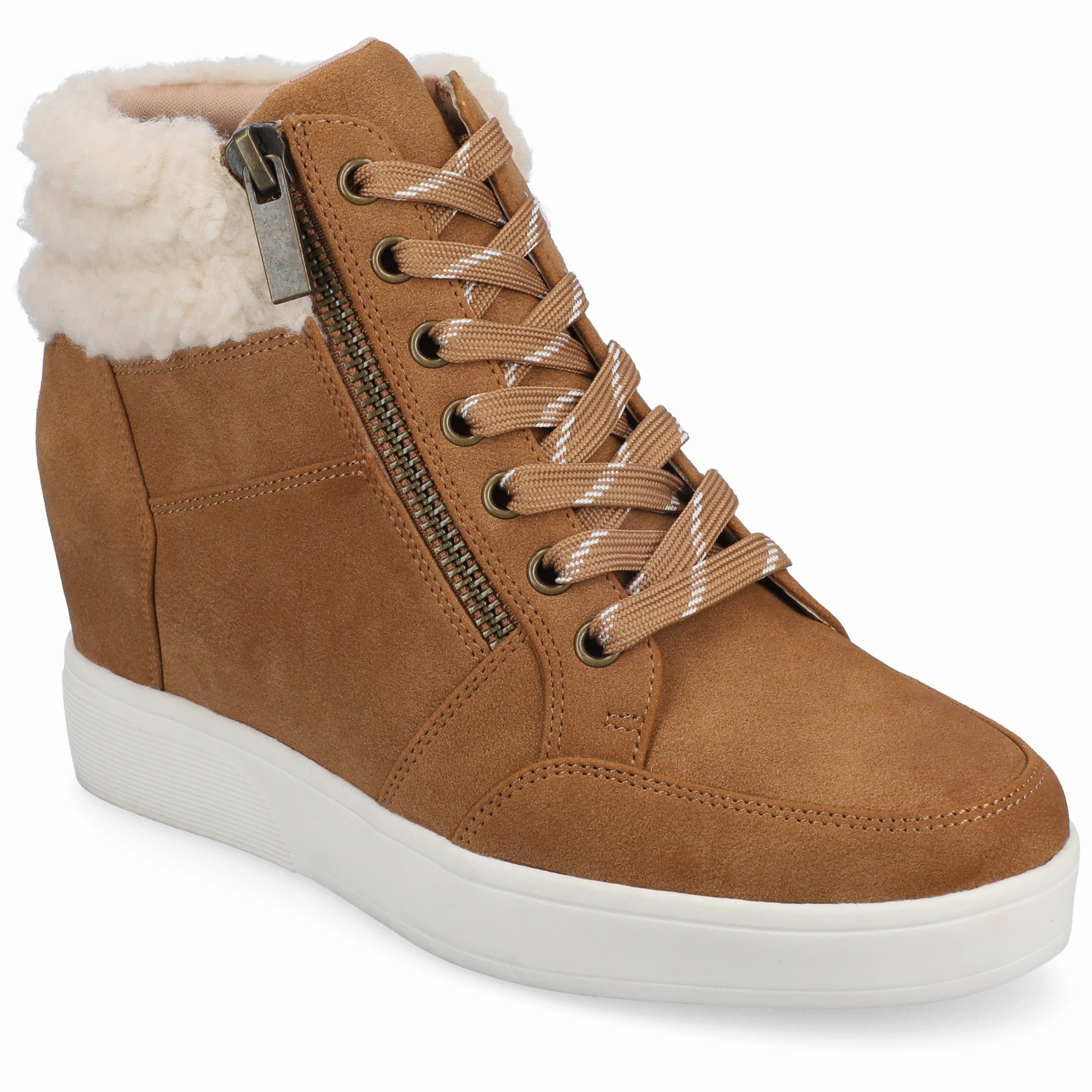 Journee Womens Clarity High Top Wedge Sneaker neutral - colors - versatility shoes