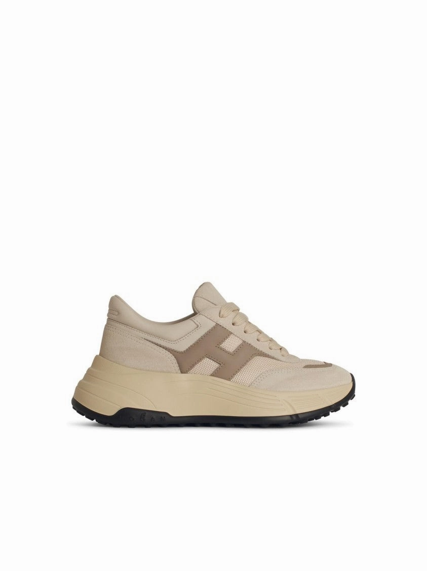H669' Beige Leather Sneakers responsive - midsole - feature shoes