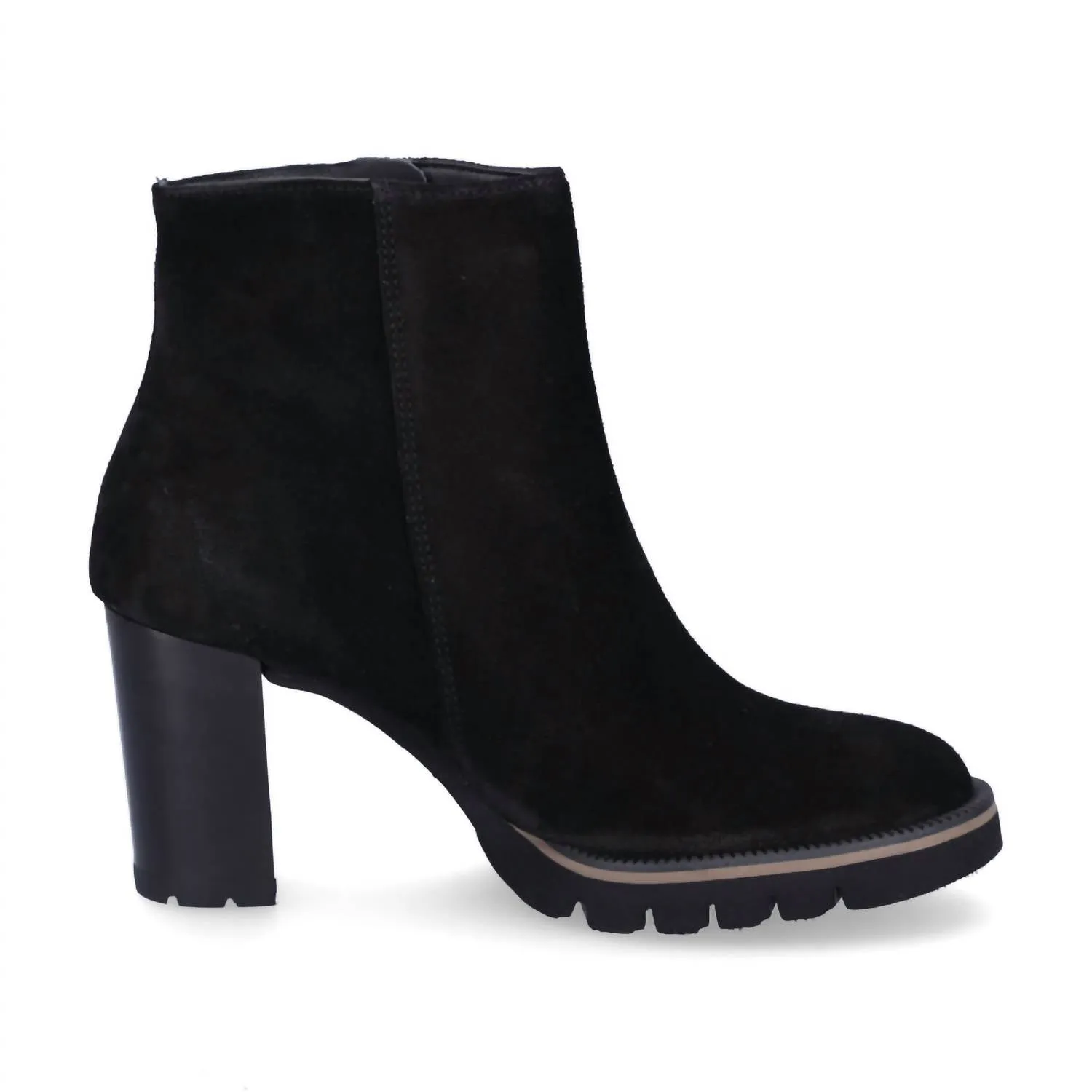 Multi Terrain Women's Sloane Lug Block Heeled Boot In Black Suede