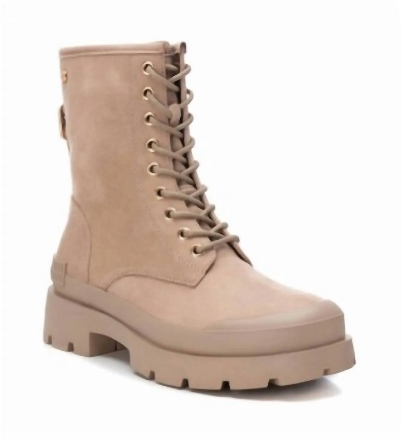 Women's Suede Lace-Up Booties In Beige London Edge Temperature Regulating Lining
