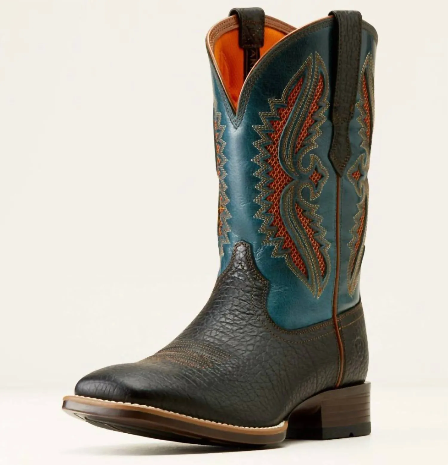 Men's Rowder Venttek 360 Bantam Weight Cowboy Boots In Black/teal Smooth Design