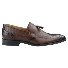 Crisp Look Center Fit Moccasin Loafers Shoes Leather Lined Slip On Tassel Trim Smart Formal Shoe