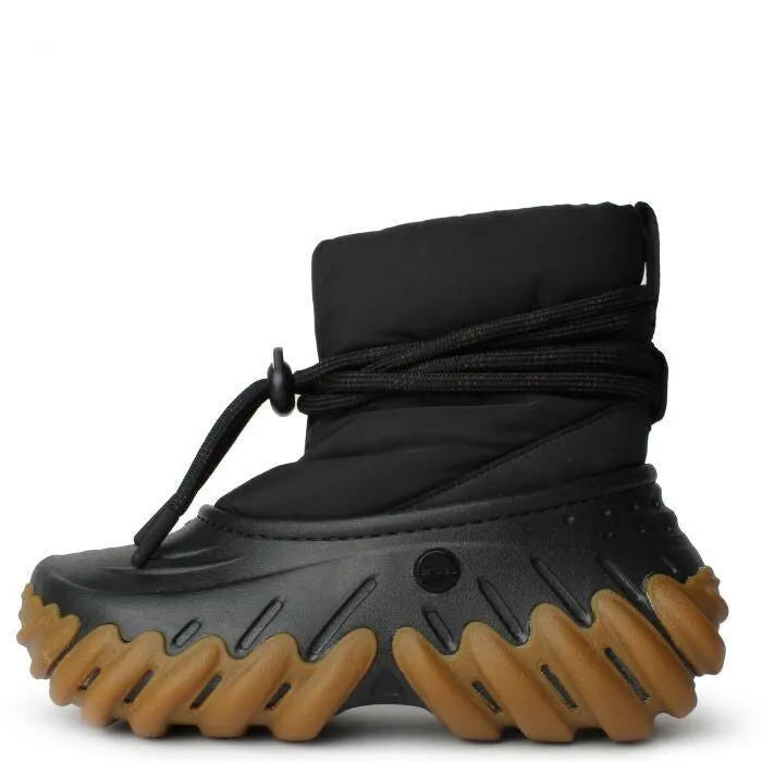 Crocs Echo 208716-0WS Combat Boots Men's US 2 Black Gum Comfort Platform ZPO2954 Slip Resistant Adventure Seeker Oil-Resistant