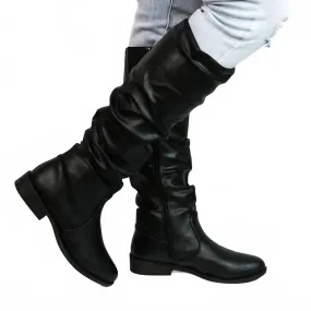 Women's Slouchy Crinkle Boots In Black Seamless Comfort Night Travel Arctic Cool