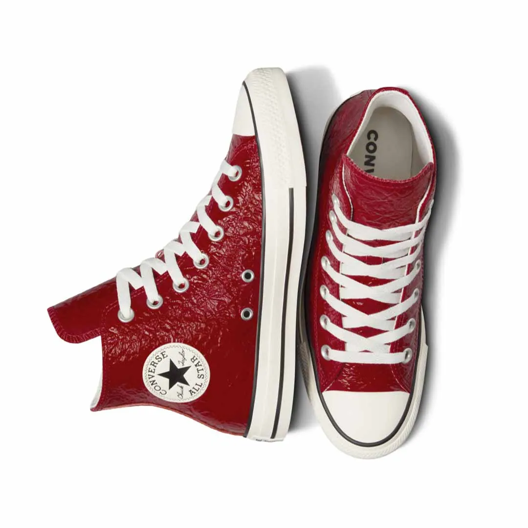 Converse - Women's Chuck Taylor All Star Crinkled Leather High Top Shoes (A13385C) Rubberized Heel Heat Dissipation Technology