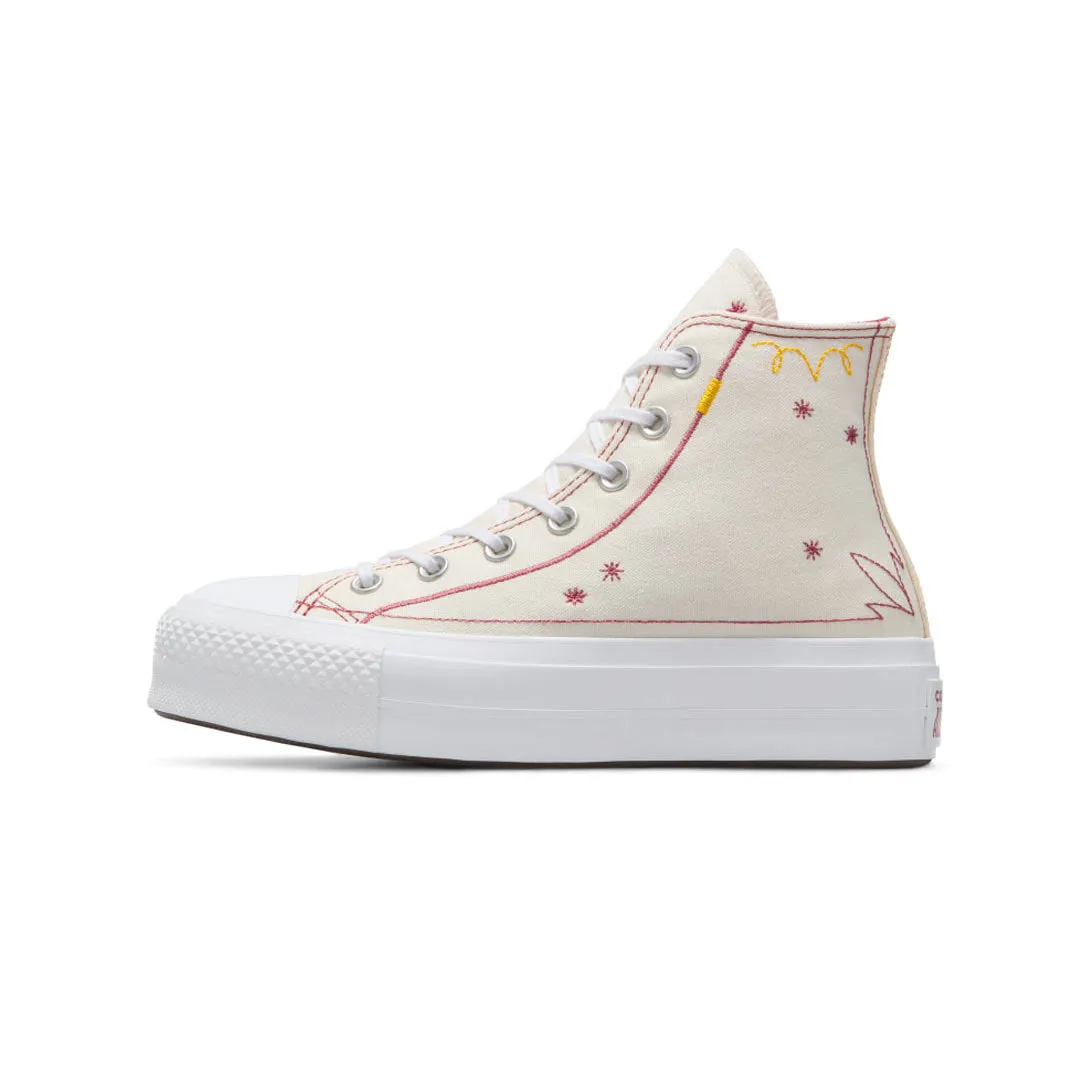 Shock Absorbing Rubber Breath Comfort Converse - Women's Chuck Taylor All Star Lift Platform Western Stitch High Top Shoes (A13395C)