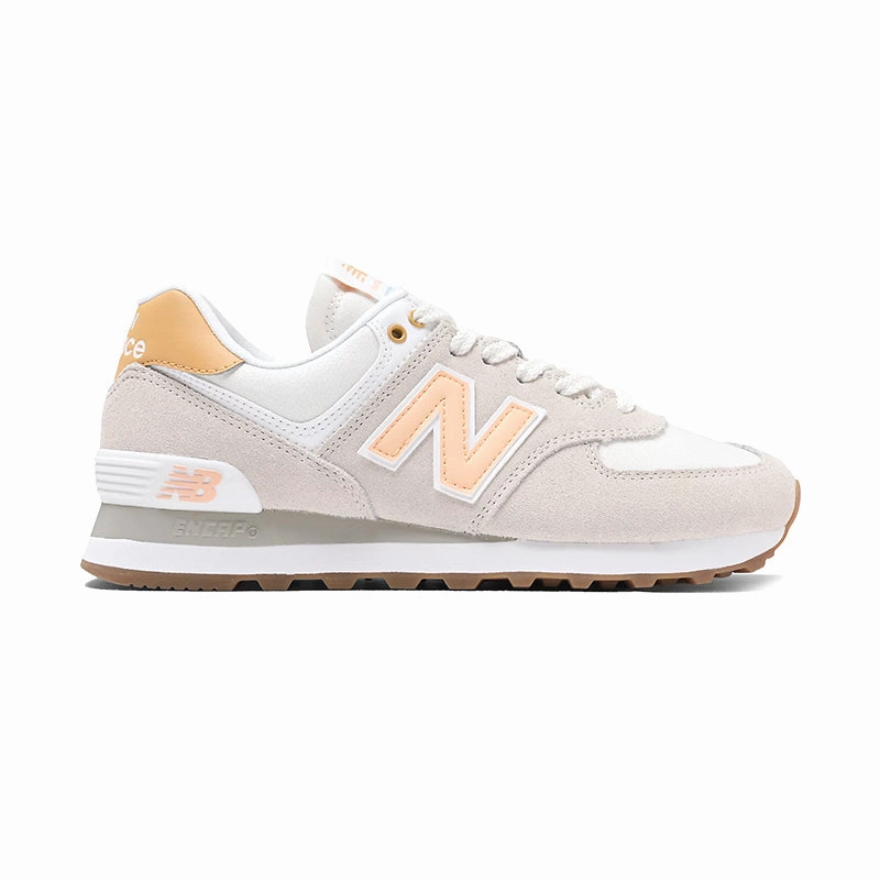 Women's 574 Timberwolf/Alpha Orange Soft Landing Quick piece