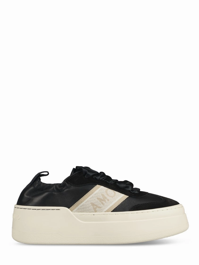 Black Sneakers With Platform Sole Impact Diffusion Plate Tear Resistant Fabric