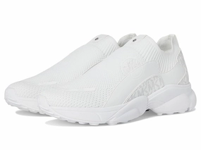 Quick - release Heel Lock System Michael Kors Sami Sneakers Women's White Stretch Knit Trainer Shoes VER423