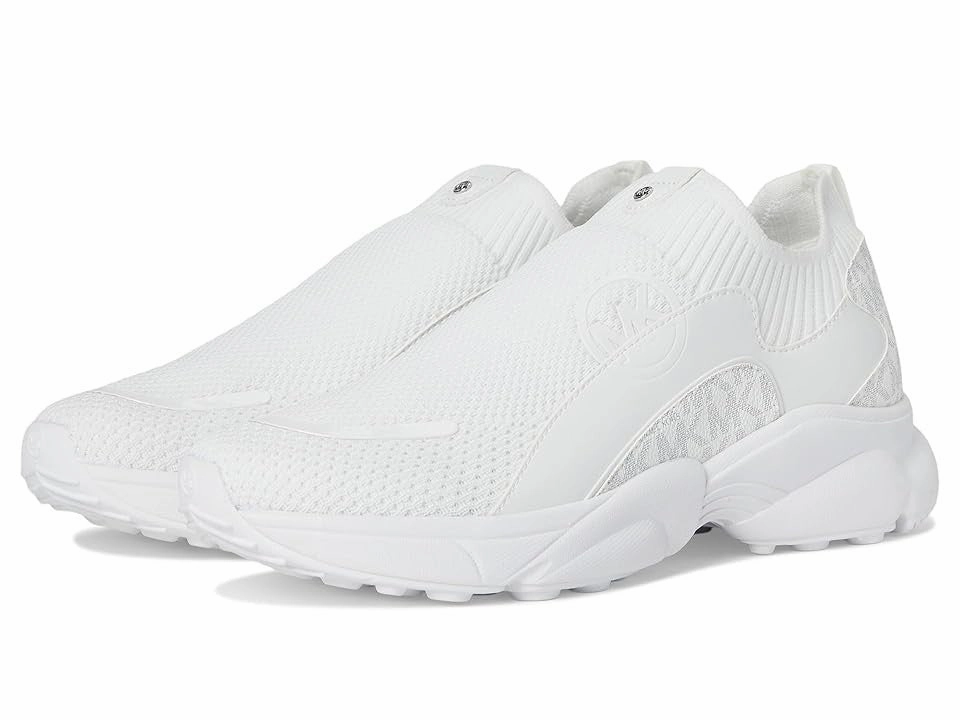 Quick - release Heel Lock System Michael Kors Sami Sneakers Women's White Stretch Knit Trainer Shoes VER423