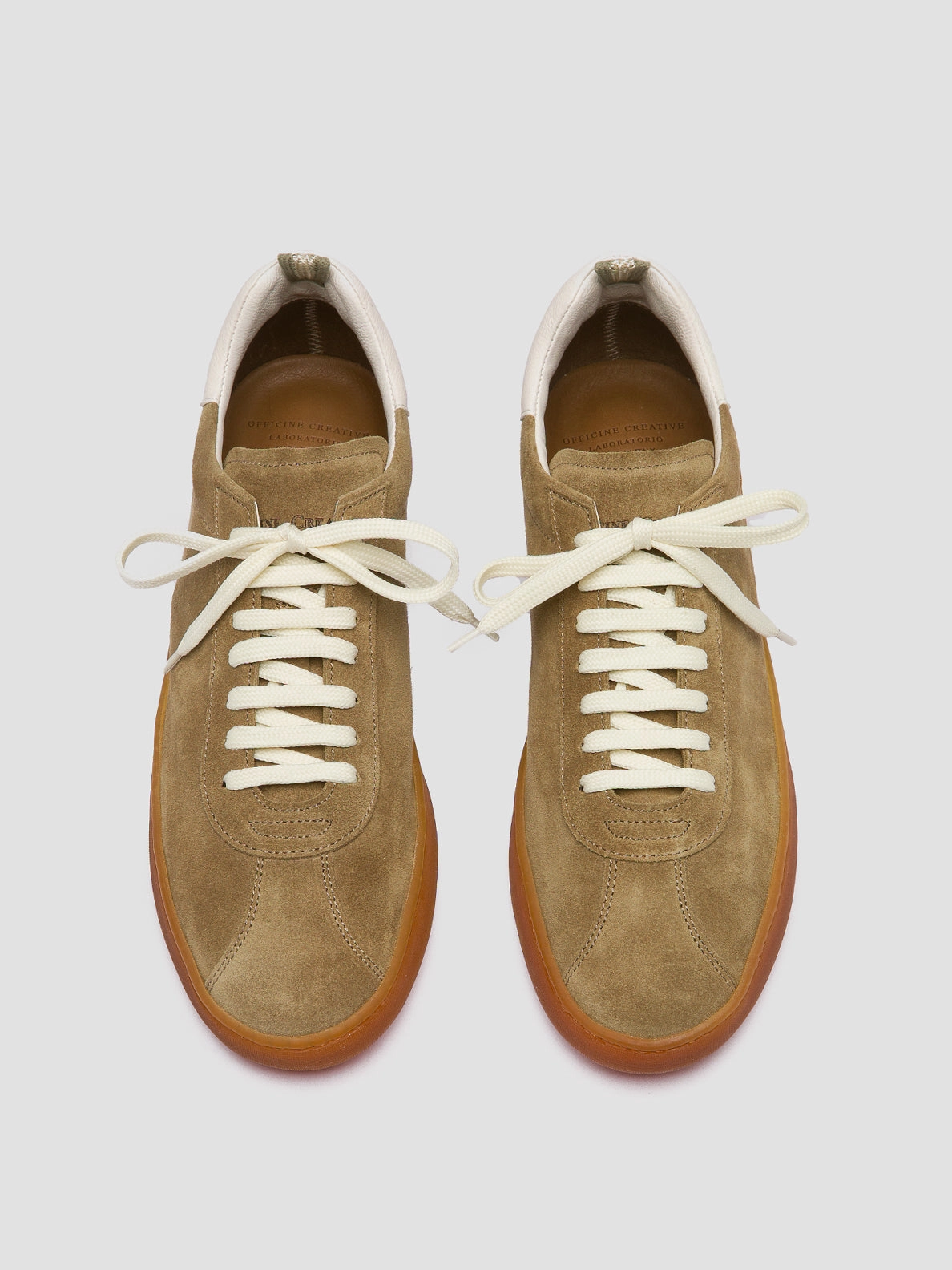 HALO 001 - Light Brown Leather and Suede Sneakers Padded Ankle Collar