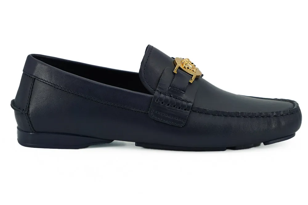 Versace Calf Leather Loafers Men's Shoes Adjustable loop