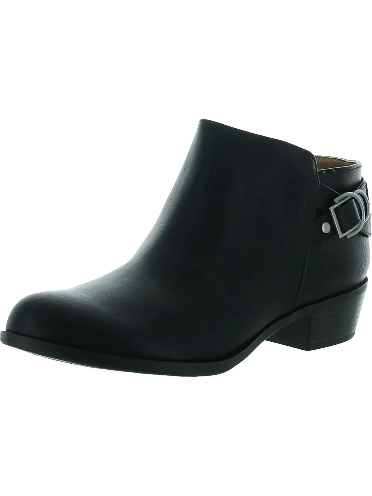 Antonia  Womens Faux Leather Comfort Booties Slip Resistant Sole Non Compression Fit